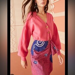 Ulla Johnson Hot Pink Boiled Merino Wool Ansel Cardigan, size small